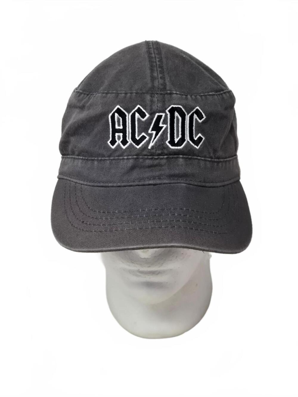 AC/DC Gray Cadet Cap Hat One Size Cotton Rock Band Embroidered